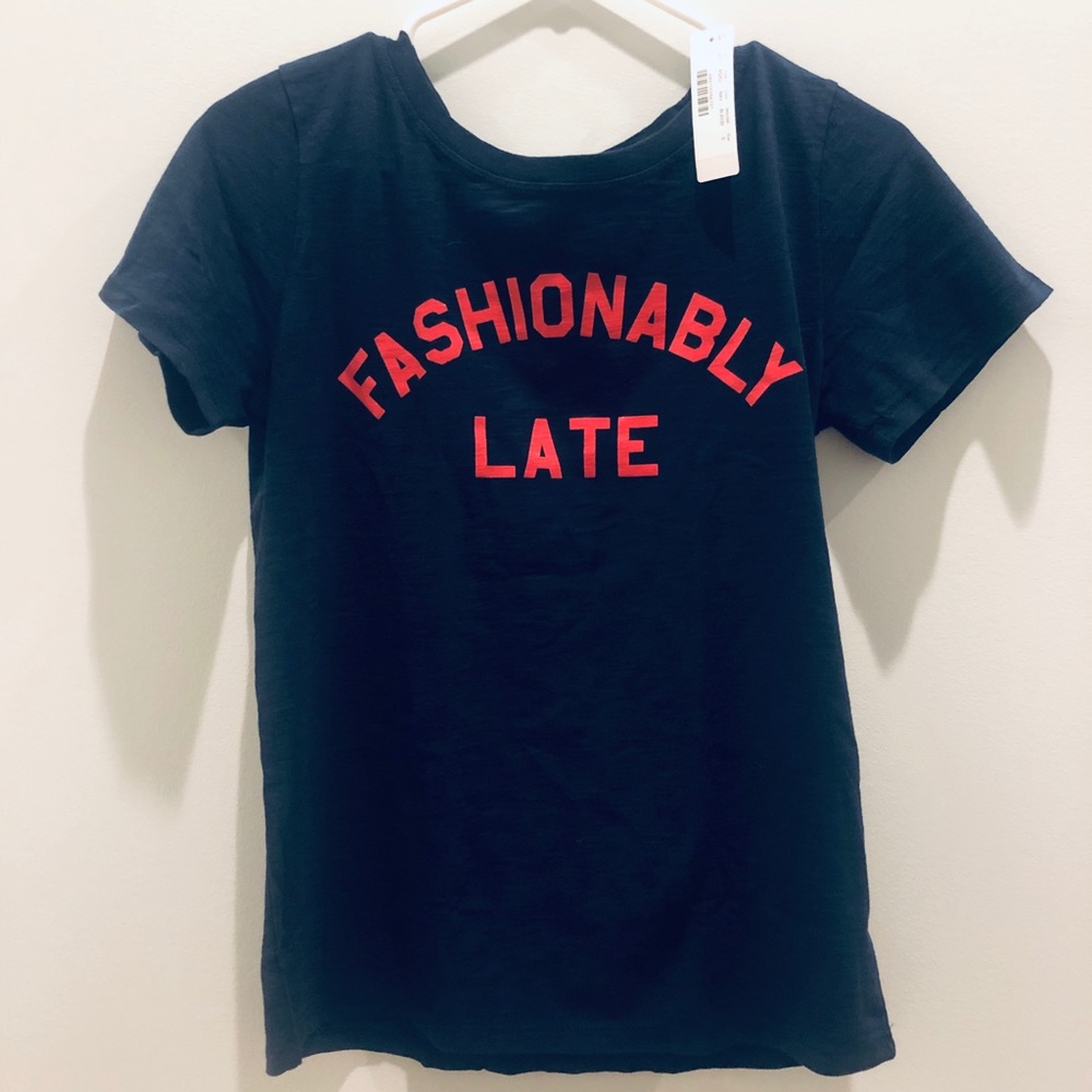 J Crew Fashionably Late Graphic Tee